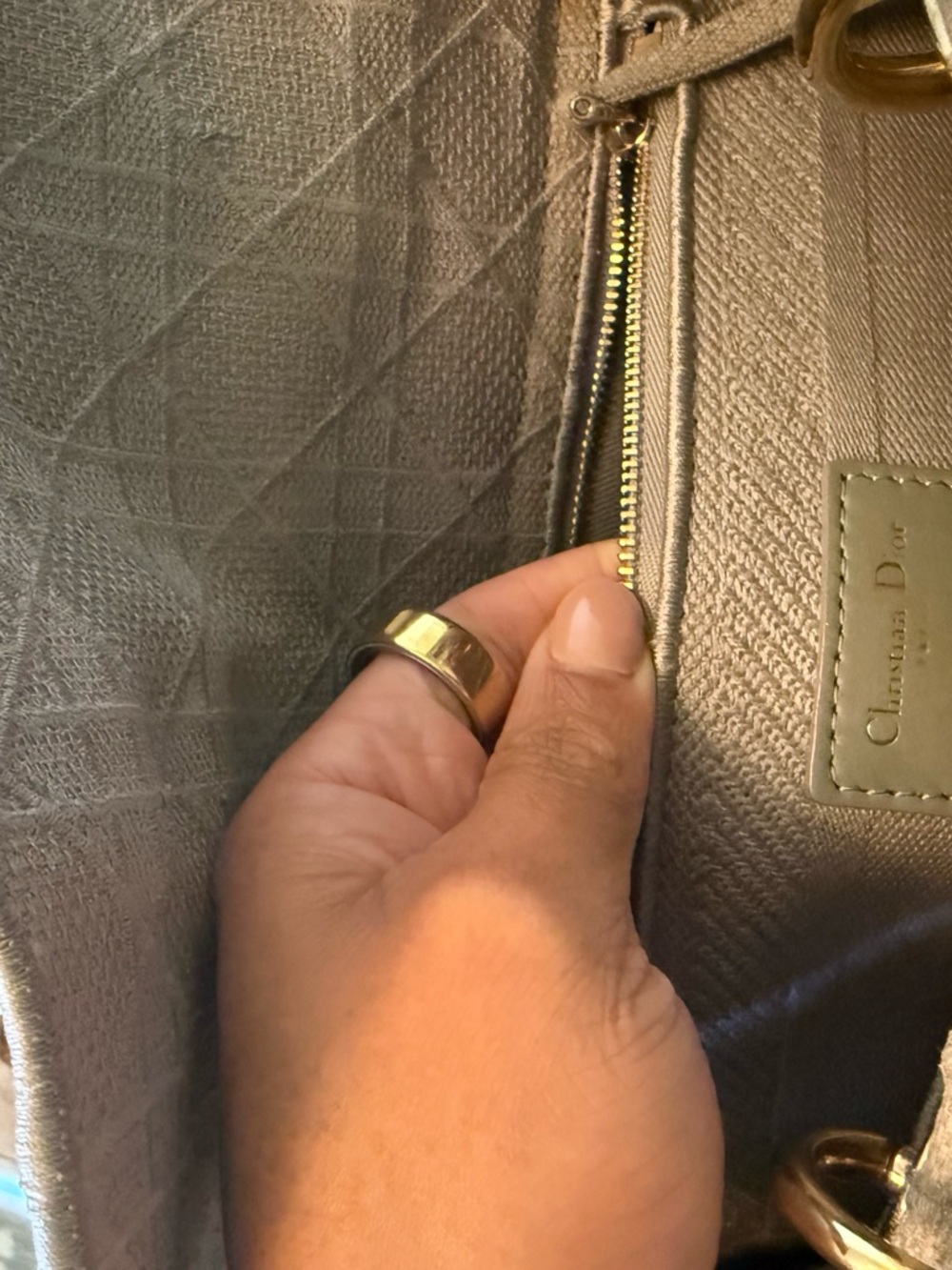 Dior Embroidered Lady Dior Tote Small in Light Gray - Picture 6 of 9